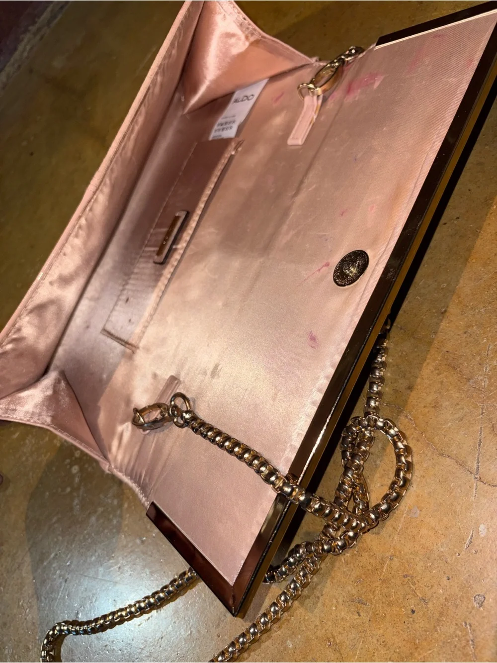 Aldo Pink Two-Tone Clutch with Gold Trim